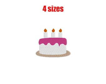 Mini Birthday Cake Machine Embroidery Design-INSTANT DOWNLOAD