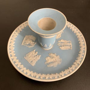Wedgwood Jasperware Blue Chamber Stick Candlestick Candle Holder | MINT! | RARE!