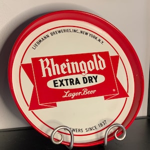 3 Vintage Metal 12&quot; Rheingold Extra Dry Lager Beer Serving Trays - Set of 3