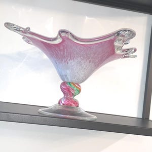 Lavorazione Arte Murano Italy Pink Art Glass Star Shaped Bowl Dish Centerpiece | MINT | Vintage
