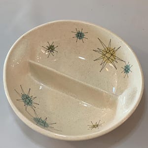 MCM Franciscan Atomic Starburst Divided Vegetable Serving Dish | round | Retro | Mid-Century Modern
