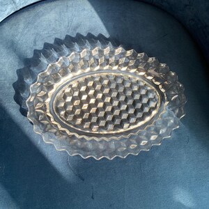 Fostoria 12 Inch Cubist | Brutalist | Fostoria Oval Plates Pressed Glass 04133 | Vintage | MINT! |  2 Available