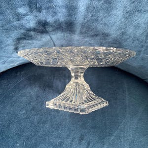 Anchor Hocking Waterford Waffle Pattern Clear Glass Torte Pedestal Cake Stand Platter | Vintage | Free Shipping!