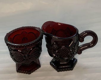 Vintage Gothic Avon Cape Cod Ruby Red Creamer and Sugar Bowl Set - Etsy