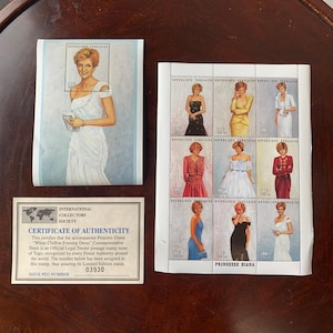 green emerald velvet dress Princess Diana Commemorative Stamp Set