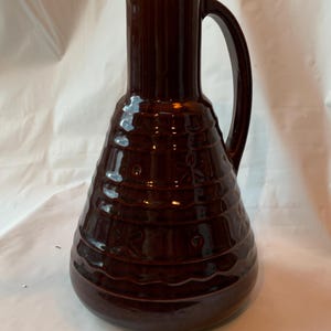 MCM Mid Century Modern Brown MarCrest Dot Daisy Stoneware Carafe Coffee Decanter Server