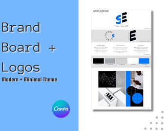 Plantilla de kit de marca Canva / Plantilla de mini tablero de marca / Kit de marca moderno prefabricado / Plantilla de logotipo limpio / Kit de marca contemporánea