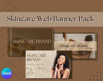 Skin / Paquete de banners para sitios web / Shopify Wix Squarespace Banner Website / Canva DIY Website Banner Kit / Website Banner Canva / Cuidado de la piel / Boho