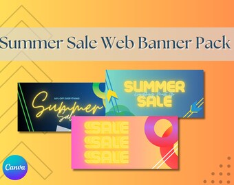 Paquete de banners para sitios web / Shopify Wix Squarespace Banner Website / Canva DIY Website Banner Kit / Website Banner Canva / En oferta / Verano