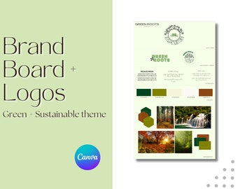 Plantilla de kit de marca Canva / Plantilla de mini tablero de marca / Kit de marca sostenible prefabricado / Paleta de colores de tablero de estado de ánimo / Plantilla Canva / Eco