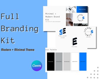 Plantilla del kit de marca Canva / Kit de marca moderno / Plantilla de logotipo limpio / Kit de marca contemporánea / Plantillas de publicaciones de Instagram / Logotipos de Canva