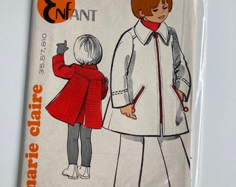 Patron de couture vintage pour enfant, manteau retro doublé, style années 60-70