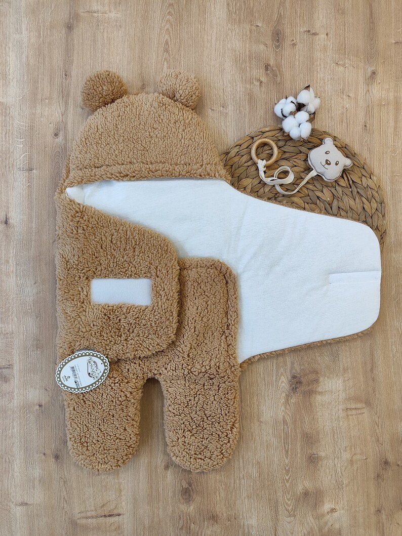 Baby Bear Fleece Swaddle, Soft Baby Wrap, Baby Bear Blanket, Soft Baby
