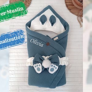 Groene baby mousseline babydoekje gepersonaliseerde babydoekje met naam pasgeboren inbakerdoek voor meisjes/jongens pasgeboren babycadeau