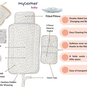 BABY Soft Pocketed Changing Mat for Effortless Diaper Changes. It can be folded into a bag and carried easily. image 1