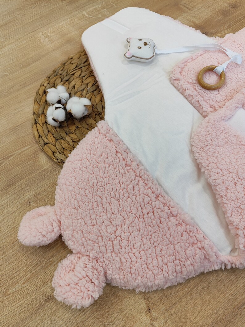 Baby Bear Fleece Swaddle, Soft Baby Wrap, Baby Bear Blanket, Soft Baby