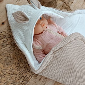 Zachte baby slaapzak konijntje inbakeren deken baby ziekenhuis outfit draagdoek draagzak cadeau babyjongen en meisje mousseline stof baby wrap