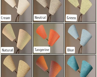 SCUTTLE SHADES (Jute Linen) * Replacement PAIR for mid century gooseneck lamp * Hand Made in Australia
