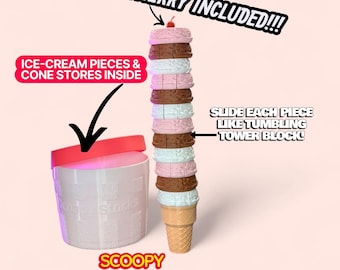 Scoopy Stacks 3D Printed Ice Cream Stacking Game - 39 Piece Mega Set - Tumbling Tower