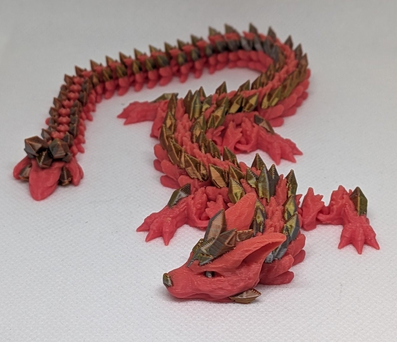 Crystal Dragon Fidget Toy - Articulated Crystal Dragon - 3D Printed Dragon  - Sensory Stress Fidget