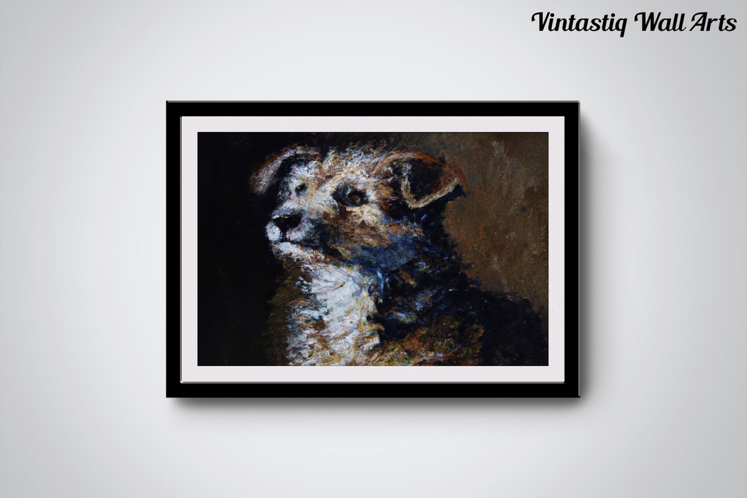 Printable Oil Painting of a Dog. Vintage Dog Wall Art. Digital Etsy