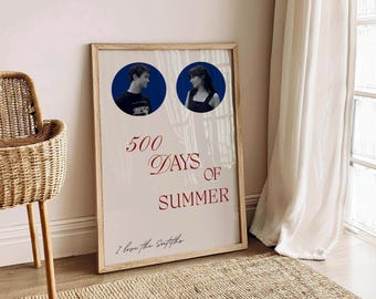 500 Days of Summer Movie Poster - Minimalist Film Print - Aesthetic Wall Art - Indie Romance Decor - Cinematic Gift for Movie Lovers