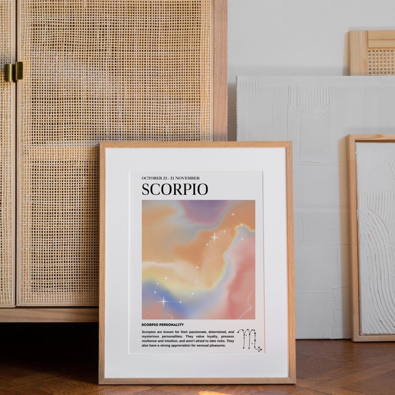 Scorpio Zodiac Poster Astrology Wall Art Aura Print Digital Download