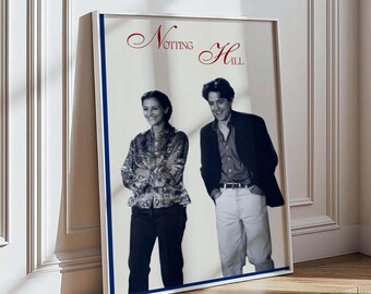 Notting Hill Movie Poster - Minimalist Black & White Wall Art, Classic Film Print, Vintage Aesthetic Decor, Julia Roberts, Hugh Grant Gift