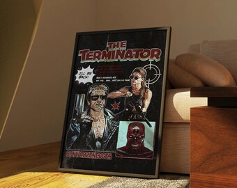 The Terminator Retro Poster | 80s Movie Poster | Arnold Schwarzenegger | Nostalgic Wall Decor | Collectible Film Art | Digital Download