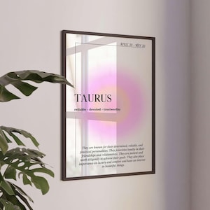 Taurus Zodiac Art Print: Trendy Aura Astrology Poster (Digital Download)