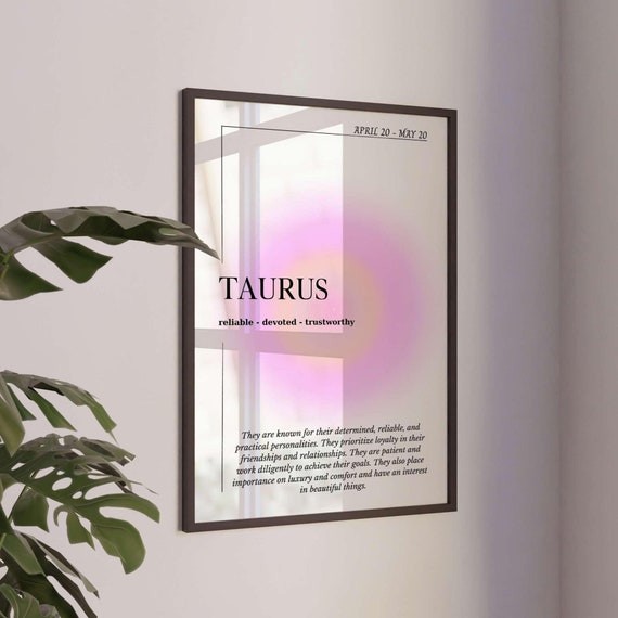 Taurus Zodiac Art Print: Trendy Aura Astrology Poster (Digital Download)