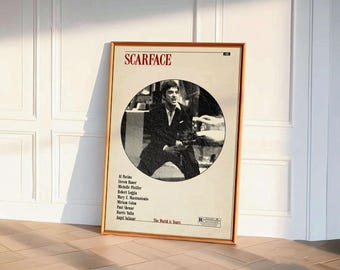 Scarface Wall Art | Al Pacino Digital Download | Minimalist Modern Film Poster | Office Decor | 80's Vintage Movie Poster| Midcentury Poster