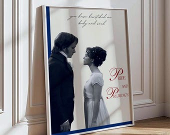 Pride and Prejudice Poster - Jane Austen Wall Art, Romantic Literary Print, Mr. Darcy & Elizabeth Bennet, Book Lover Gift, Gift For Her