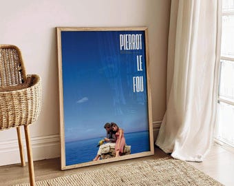 Pierrot Le Fou Poster - Retro French Cinema Print - Vintage Movie Wall Art - Nouvelle Vague Aesthetic - Jean-Luc Godard Film Decor