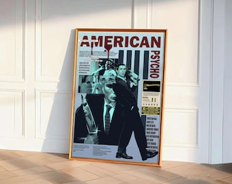 American Psycho, Movie Poster, Mid-Century Poster , Film Wall Art, Modern Wall Art, Christian Bale, Digital Download, Rare Art Print
