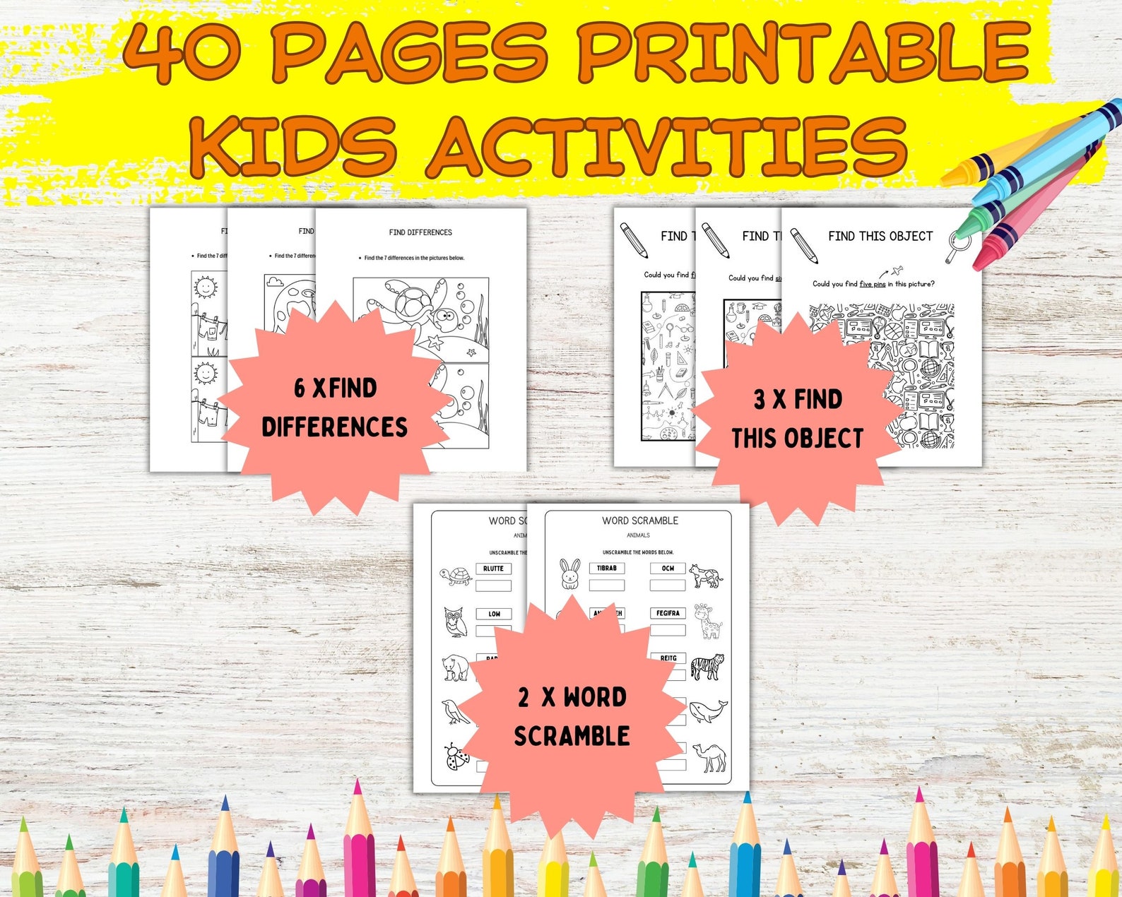 40 Printable Kids Activity Pages, Kids Coloring Pages, Word Search ...