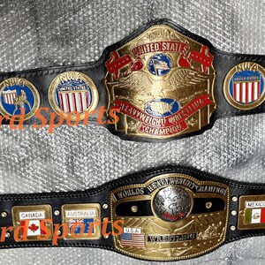 NWA United States & World Dome Globe  Wrestling Championship Belt 4mm Zinc(2 Belts)