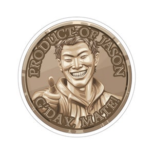 Adesivo de moeda de espírito de bronze daquele que luta com monstros Jason Asano Adesivo de moeda de bronze G&#39;day Mate Produto de Jason adesivo Classificação de bronze
