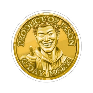 Adesivo de moeda de espírito de ouro daquele que luta com monstros Jason Asano Adesivo de moeda de ouro Bom dia companheiro Produto de Jason Adesivo Adesivo de classificação de ouro