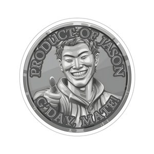 Adesivo de moeda de espírito de prata daquele que luta com monstros Jason Asano Adesivo de moeda de prata G&#39;day Mate Produto de adesivo de Jason