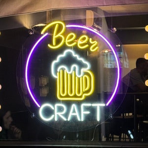 Neon Beer Craft Signs | Beer Mug Decor | Beer Bar LED Decoration | Neon Sign Pub Club wall decor | Bar Beer Store Shop Wall Decor