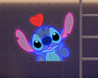 Characters From The Cartoons | Stitch Neon Sign | Wall Light | Sign Lilo and Stitch Neon Sign | Led Neon Sign | Neon Sign With Image ArtWork