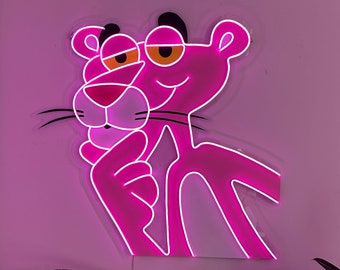 Pink Panther Neon Sign | Pink Panther Decor | custom neon signs | Panther led decoration |   Led Neon Decor | Neon Sign With Image ArtWork