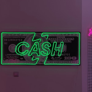 Art Neon Sign Cash | Cash Led Sign | Cash Neon Sign | Neon Dollar | Money neon wall art | Dollar light sign | Neon Sign With Image ArtWork