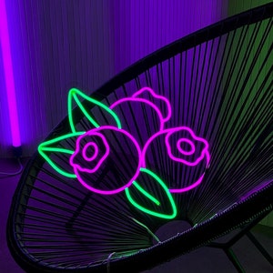 Blueberry neon sign | fruit neon light | Cake Shop Neon | custom berries led light sign | Dessert neon | Cake Shop Neon | Sign Cake Light