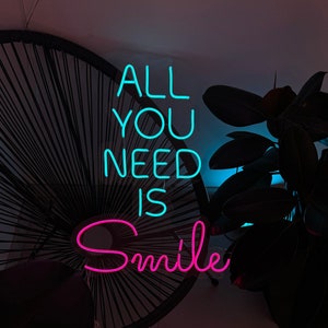 All You Need Is Smile Neon Sign | Smile Neon Sign Wall Decor | Custom Logo Sign | Dentist Neon Lights | Dental clinic light