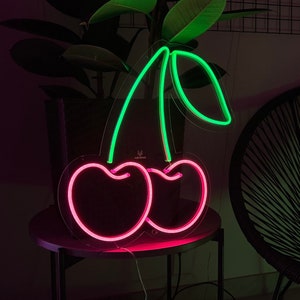 Сherry neon sign | fruit neon light | Cake Shop Neon | custom berries led light sign | Dessert neon | Cake Shop Neon | Sign Cake Light