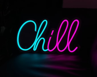 Neon Sign Chill | Night Lights Neon Signs Chill | chill room decor | chill vibes light |  Neon Wall Light  |  Bedroom light decoration