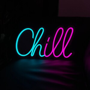Neon Sign Chill | Night Lights Neon Signs Chill | chill room decor | chill vibes light |  Neon Wall Light  |  Bedroom light decoration