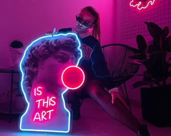 Classical Art Neon | Greek Statue LED | Ancient Sculpture Art | Michelangelo's David Neon | Modern Art Neon | Artistic Room Decor